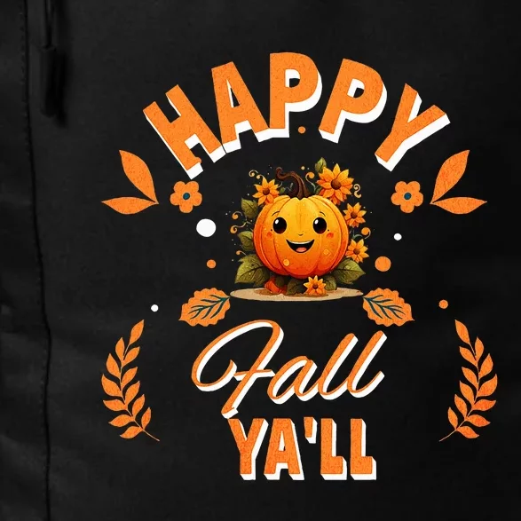 Pumpkin Smiling Happy Fall Yall Print in Orange Text Daily Commute Backpack