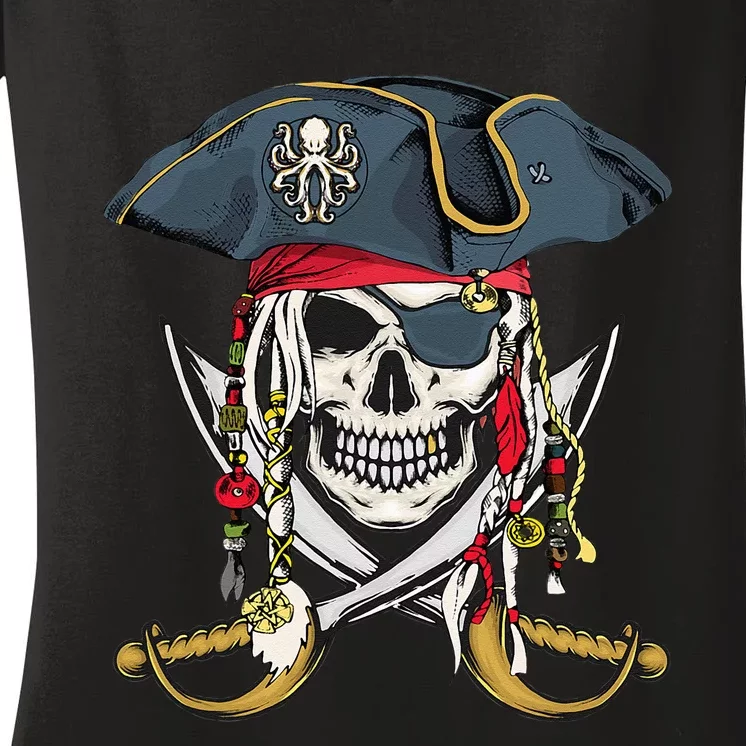 Pirate Skull Halloween Little Kids Ns Women's V-Neck T-Shirt