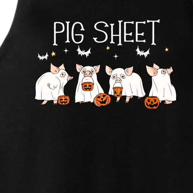 Pig Sheet Halloween Pig Ghost Funny Halloween Farmer Pigs Meaningful Gift Ladies Tri-Blend Wicking Tank