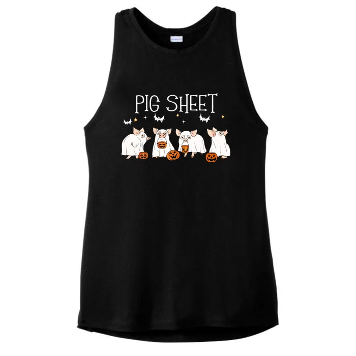 Pig Sheet Halloween Pig Ghost Funny Halloween Farmer Pigs Meaningful Gift Ladies Tri-Blend Wicking Tank