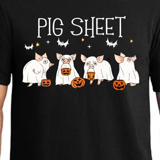 Pig Sheet Halloween Pig Ghost Funny Halloween Farmer Pigs Meaningful Gift Pajama Set