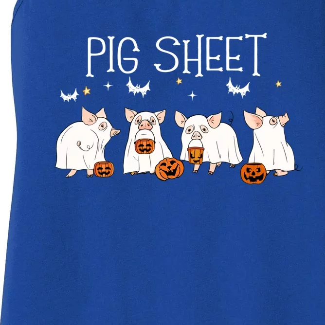 Pig Sheet Halloween Pig Ghost Funny Halloween Farmer Pigs Meaningful Gift Women's Racerback Tank