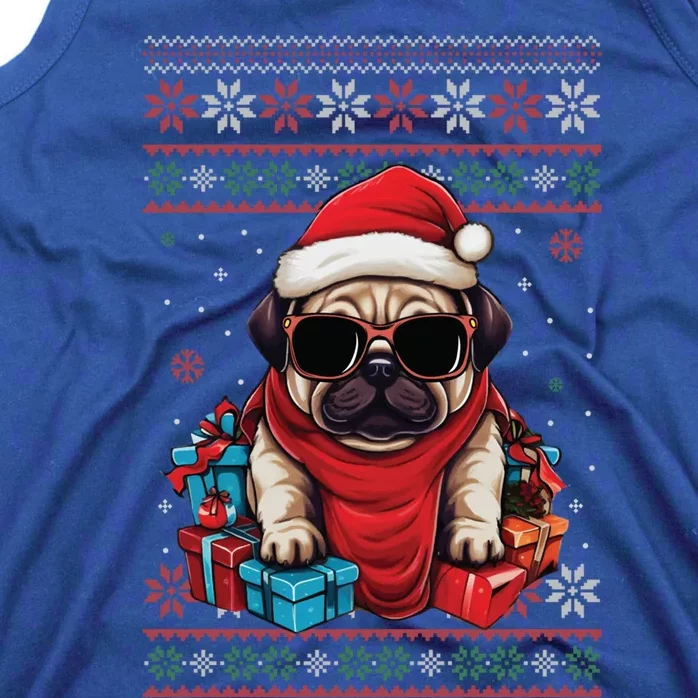 Pug Santa Hat Funny Dog Lovers Xmas Ugly Christmas Sweater Gift Tank Top