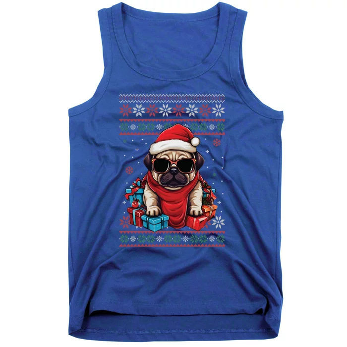 Pug Santa Hat Funny Dog Lovers Xmas Ugly Christmas Sweater Gift Tank Top