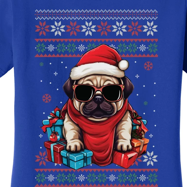 Pug Santa Hat Funny Dog Lovers Xmas Ugly Christmas Sweater Gift Women's T-Shirt