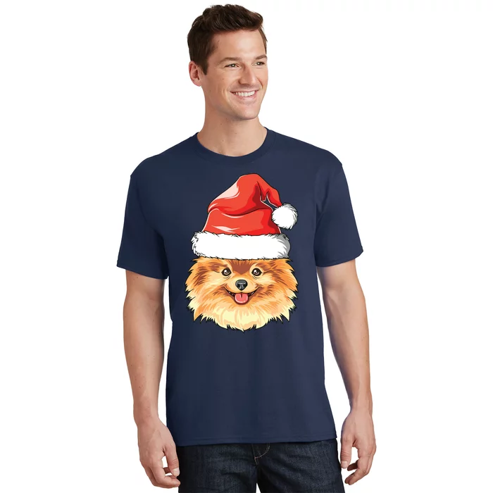 Pomeranian Santa Hat Christmas Pomeranian T-Shirt