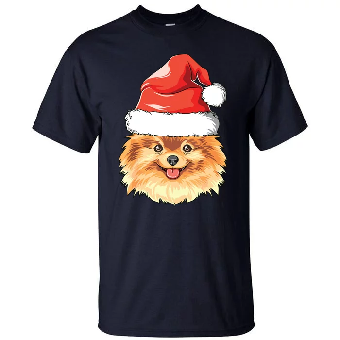 Pomeranian Santa Hat Christmas Pomeranian Tall T-Shirt