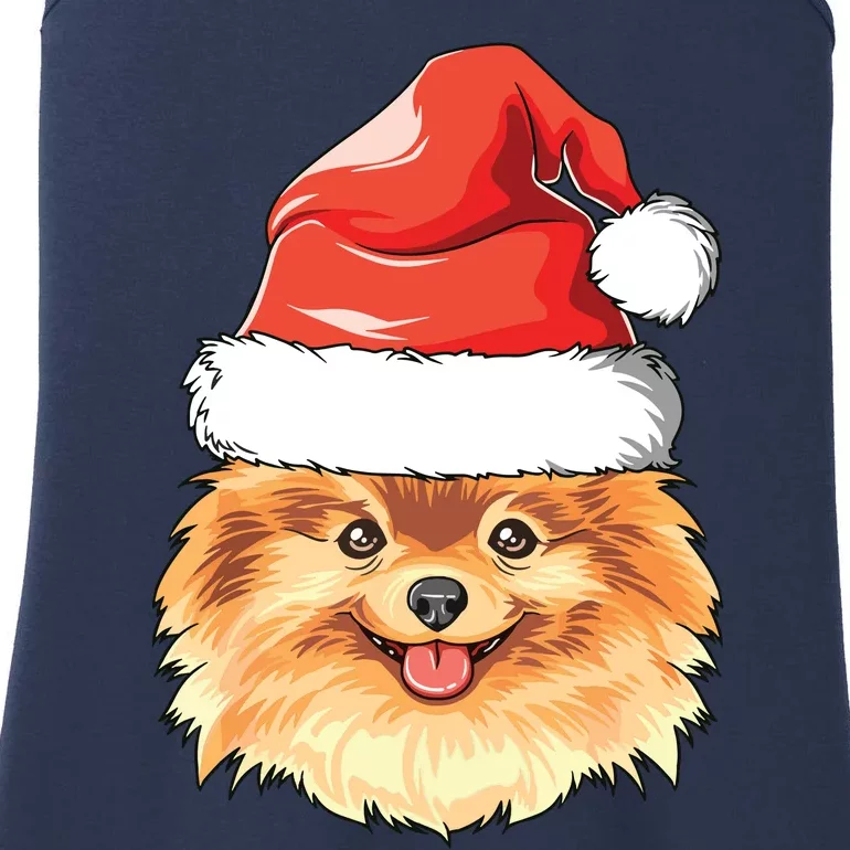 Pomeranian Santa Hat Christmas Pomeranian Ladies Essential Tank