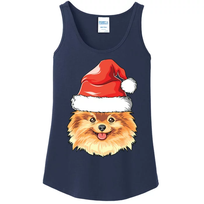 Pomeranian Santa Hat Christmas Pomeranian Ladies Essential Tank