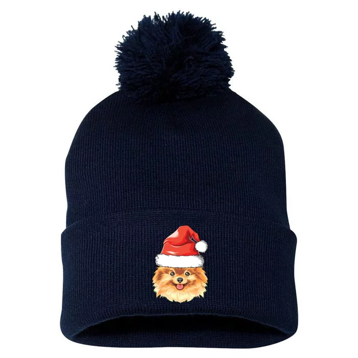 Pomeranian Santa Hat Christmas Pomeranian Pom Pom 12in Knit Beanie