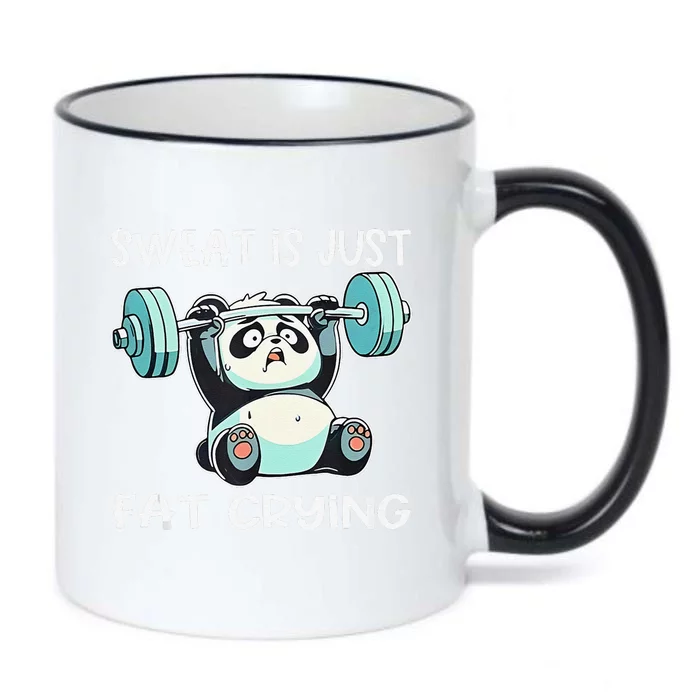 Panda Sweat Is Just Fat Crying Gym Gift Black Color Changing Mug