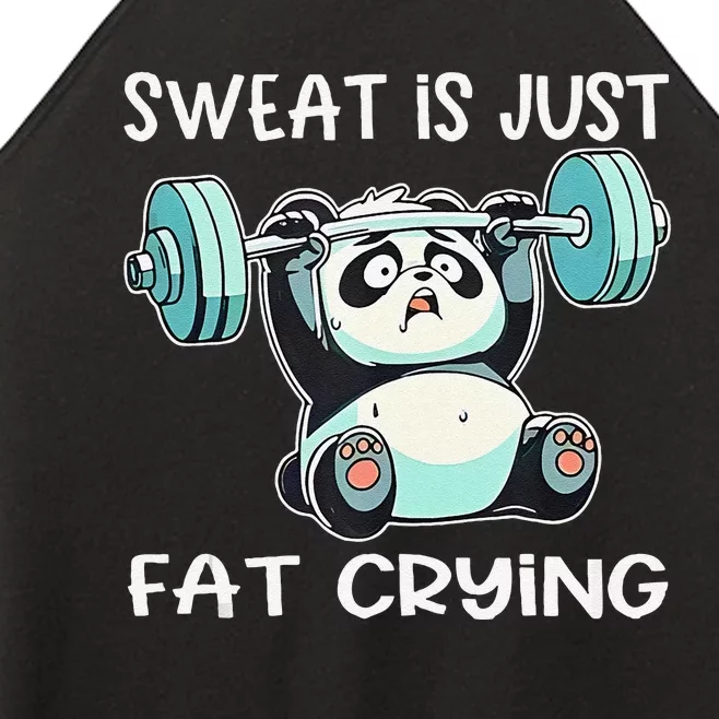 Panda Sweat Is Just Fat Crying Gym Gift Women’s Perfect Tri Rocker Tank