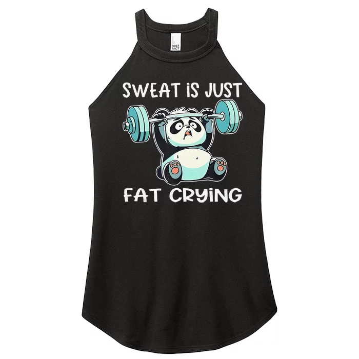 Panda Sweat Is Just Fat Crying Gym Gift Women’s Perfect Tri Rocker Tank