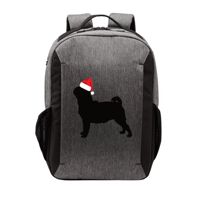 Pug Silhouette In Santa Hat Funny Christmas Dog Lover Funny Gift Vector Backpack