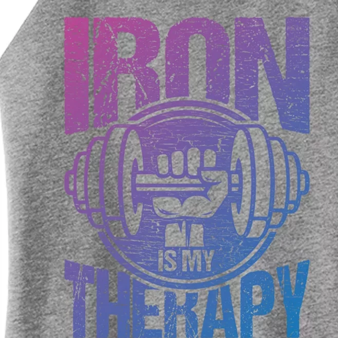 Powerlifting Strong Iron Is My Therapy Fitness Gym Gift Women’s Perfect Tri Rocker Tank