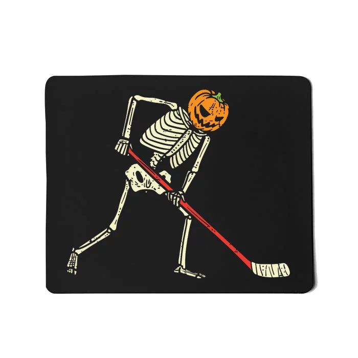 Pumpkin Skeleton Ice Hockey Funny Halloween Sports Player Mousepad