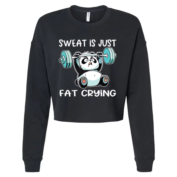 Panda Sweat Is Just Fat Crying Gym Cropped Pullover Crew