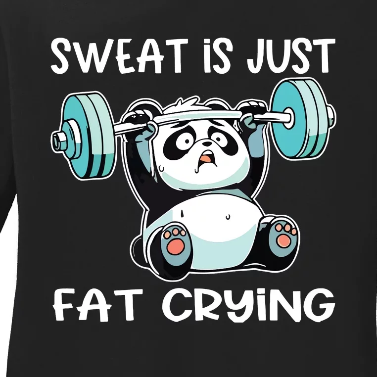 Panda Sweat Is Just Fat Crying Gym Ladies Long Sleeve Shirt