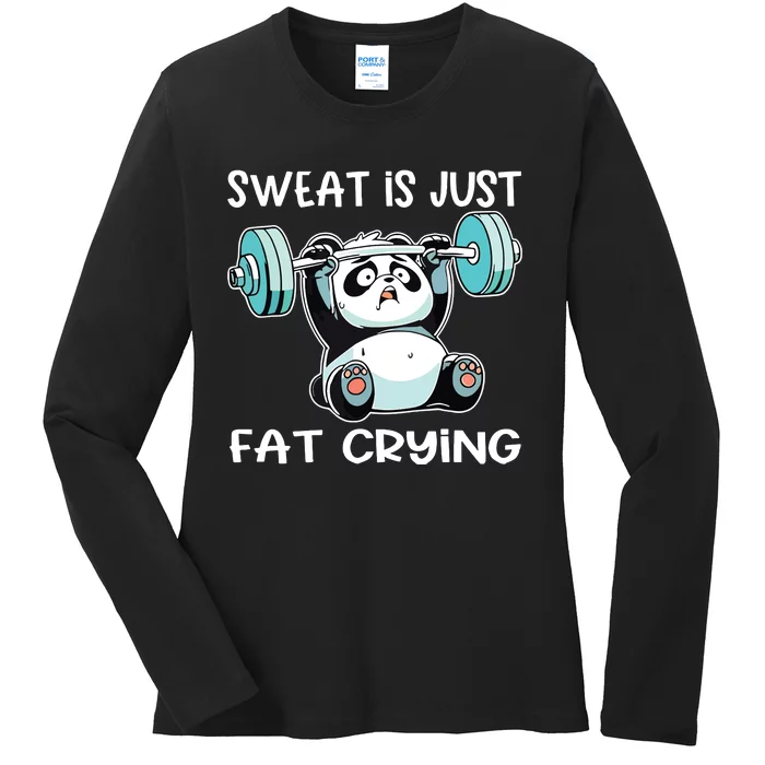 Panda Sweat Is Just Fat Crying Gym Ladies Long Sleeve Shirt