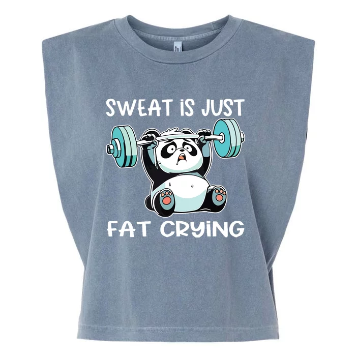 Panda Sweat Is Just Fat Crying Gym Garment-Dyed Women's Muscle Tee