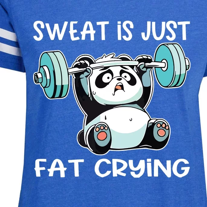 Panda Sweat Is Just Fat Crying Gym Enza Ladies Jersey Football T-Shirt