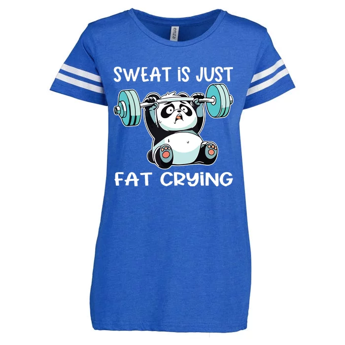 Panda Sweat Is Just Fat Crying Gym Enza Ladies Jersey Football T-Shirt