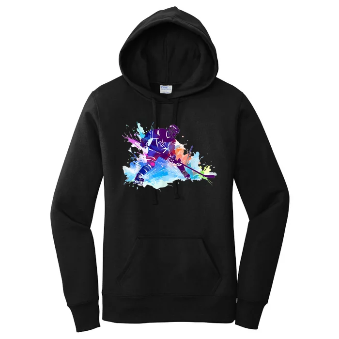 Paint Splash Ice Hockey Player Gifts Women's Pullover Hoodie