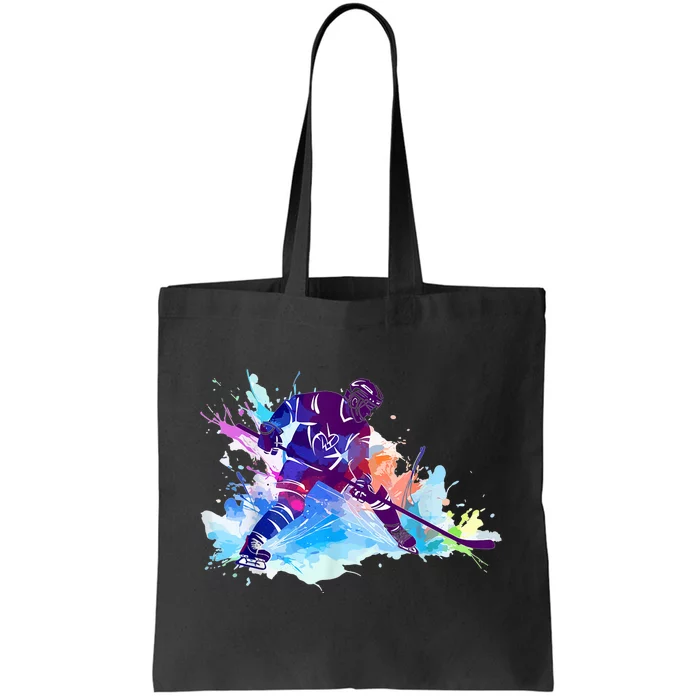 Paint Splash Ice Hockey Player Gifts Tote Bag