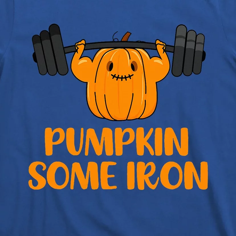 Pumpkin Some Iron Halloween Gym Workout Lifting Pun T-Shirt