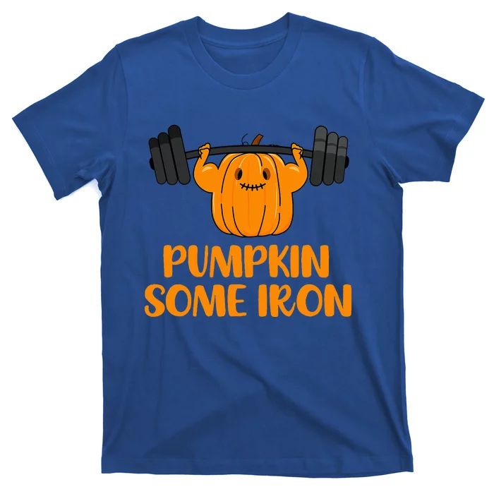 Pumpkin Some Iron Halloween Gym Workout Lifting Pun T-Shirt