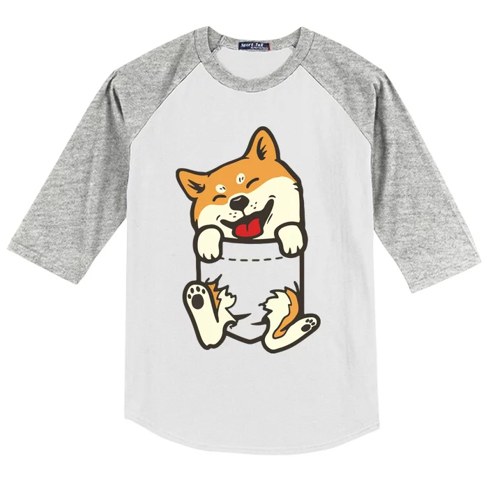 Pocket Shiba Inu Feet Cute Doge Akita Dog Lover Owner Gift Kids Colorblock Raglan Jersey