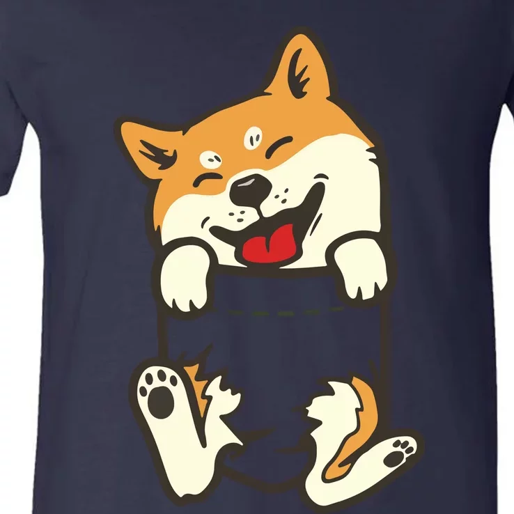 Pocket Shiba Inu Feet Cute Doge Akita Dog Lover Owner Gift V-Neck T-Shirt