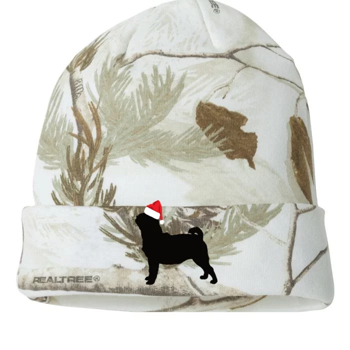 Pug Silhouette In Santa Hat Funny Christmas Dog Lover Gift Kati - 12in Camo Beanie