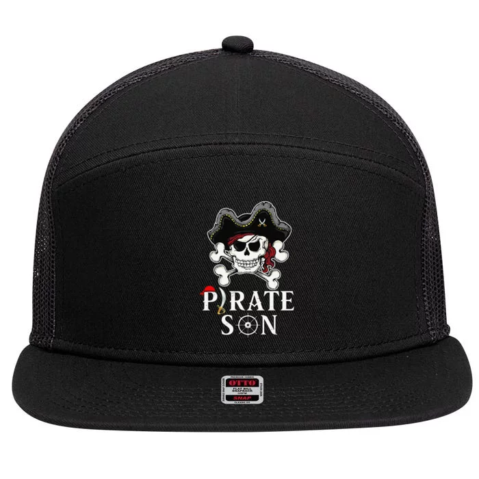 Pirate Son Jolly Roger Crossbones Pirate 7 Panel Mesh Trucker Snapback Hat