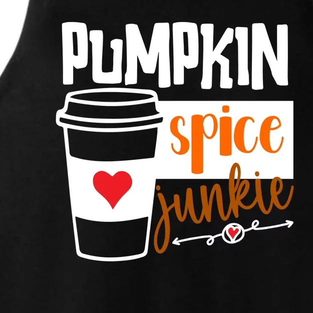 Pumpkin Spice Junkie Coffee Lover Heart Ladies Tri-Blend Wicking Tank