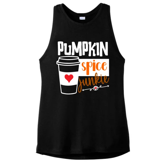 Pumpkin Spice Junkie Coffee Lover Heart Ladies Tri-Blend Wicking Tank