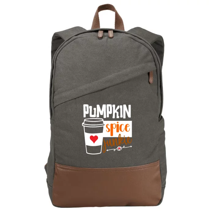 Pumpkin Spice Junkie Coffee Lover Heart Cotton Canvas Backpack