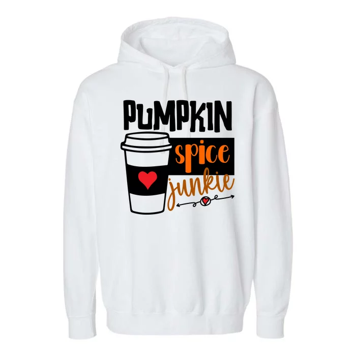 Pumpkin Spice Junkie Coffee Lover Heart Garment-Dyed Fleece Hoodie