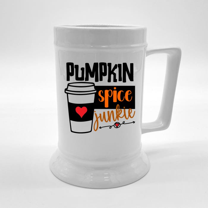 Pumpkin Spice Junkie Coffee Lover Heart Front & Back Beer Stein