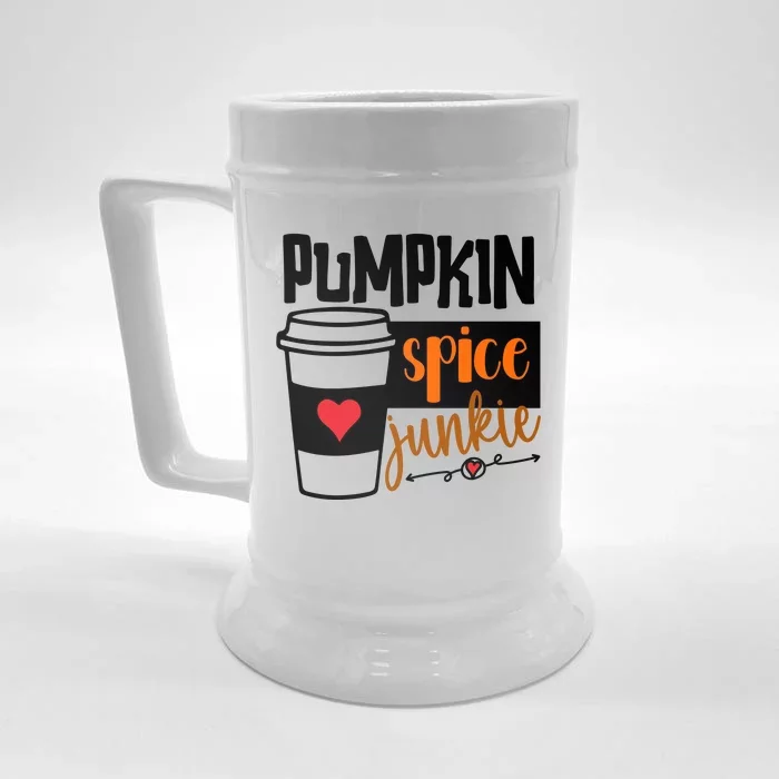 Pumpkin Spice Junkie Coffee Lover Heart Front & Back Beer Stein