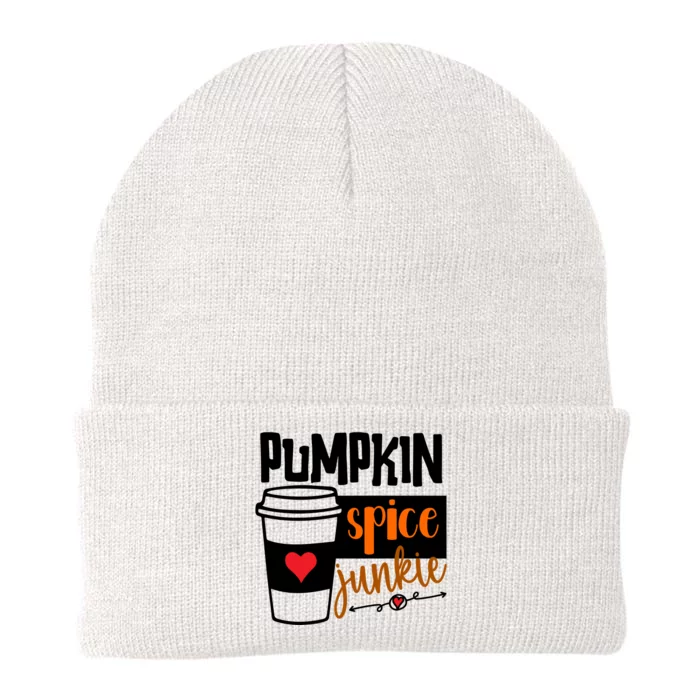 Pumpkin Spice Junkie Coffee Lover Heart Knit Cap Winter Beanie