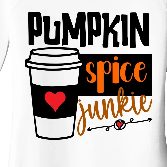 Pumpkin Spice Junkie Coffee Lover Heart Women's Perfect Tri Tunic Long Sleeve Shirt