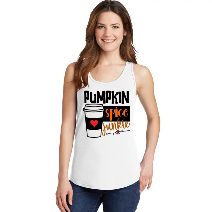 Pumpkin Spice Junkie Coffee Lover Heart Ladies Essential Tank