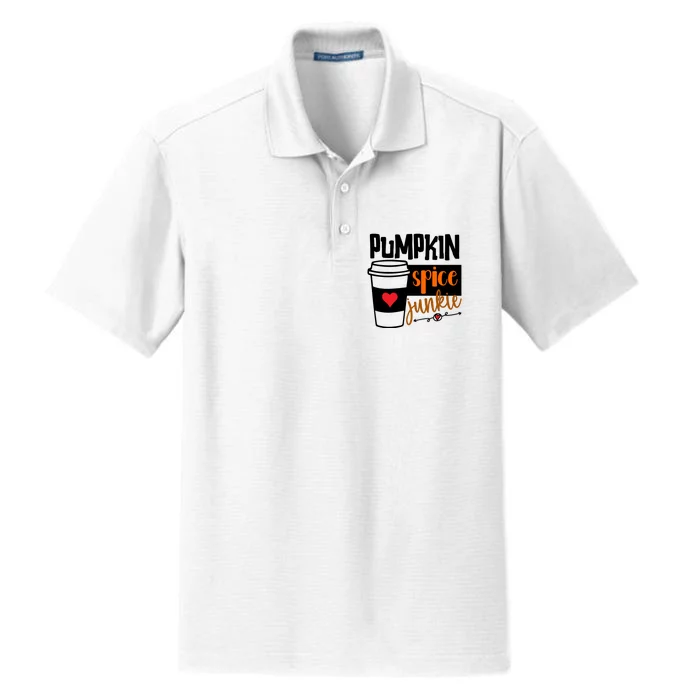 Pumpkin Spice Junkie Coffee Lover Heart Dry Zone Grid Performance Polo