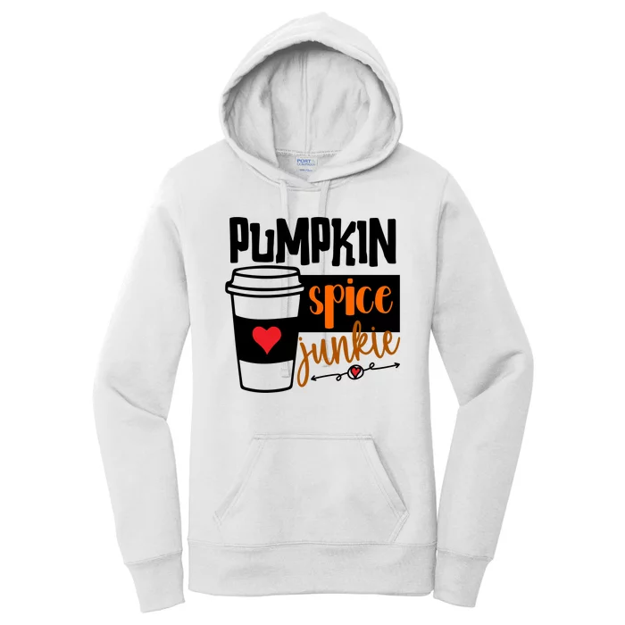 Pumpkin Spice Junkie Coffee Lover Heart Women's Pullover Hoodie