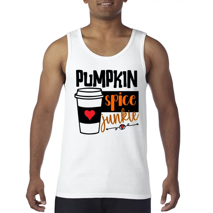 Pumpkin Spice Junkie Coffee Lover Heart Tank Top