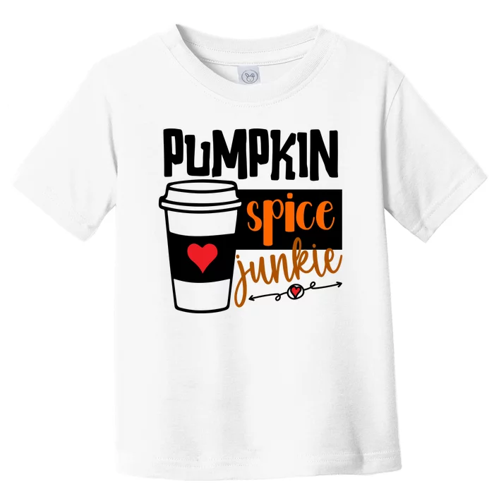 Pumpkin Spice Junkie Coffee Lover Heart Toddler T-Shirt