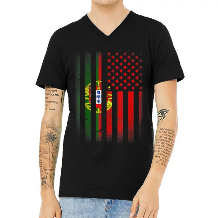 Portugal Soccer Jersey Portuguese American Flag Football Men Women V-Neck T-Shirt