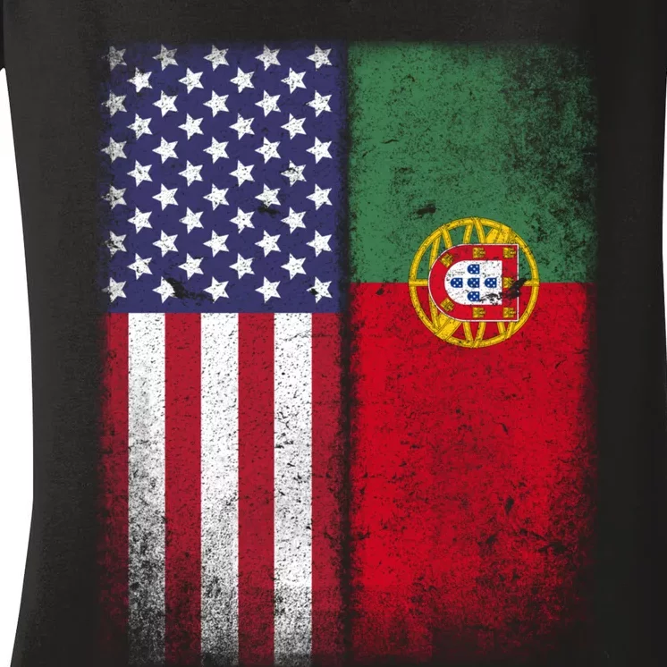 Portugal Soccer Jersey Portuguese American Flag Football Men Women Women's V-Neck T-Shirt