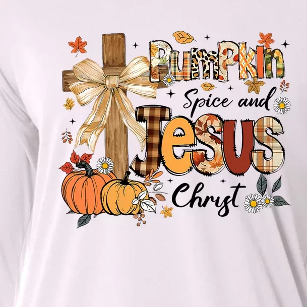 Pumpkin Spice Jesus Christ Funny Fall Thanksgiving Christian Cooling Performance Long Sleeve Crew